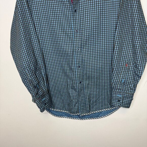 Robert Graham Button-Down Shirt Silk Trim Gingham Check Pattern Size S - Picture 4 of 15
